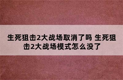 生死狙击2大战场取消了吗 生死狙击2大战场模式怎么没了